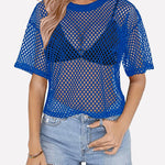 Nadorine Mesh T Shirts Short Sleeve Hollow Out Shirts
