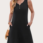 Nadorine V Neck Sleeveless Sundresses Boho Beach Dress with Pockets