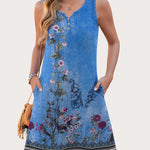 Nadorine V Neck Sleeveless Sundresses Boho Beach Dress with Pockets