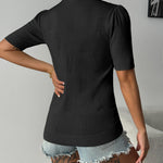 Nadorine Short Sleeve Sweaters Soft Casual V Neck Pullover Tops