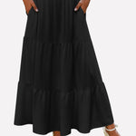 Nadorine Boho Maxi Flowy Elastic A-Line Tiered Floral Skirts
