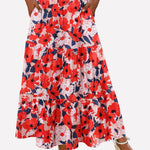 Nadorine Boho Maxi Flowy Elastic A-Line Tiered Floral Skirts