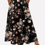 Nadorine Boho Maxi Flowy Elastic A-Line Tiered Floral Skirts
