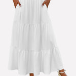 Nadorine Boho Maxi Flowy Elastic A-Line Tiered Floral Skirts