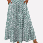 Nadorine Boho Maxi Flowy Elastic A-Line Tiered Floral Skirts