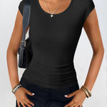 Nadorine Tank Tops Sleeveless Tops Ribbed Knit Cap Sleeve Blouse
