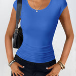Nadorine Tank Tops Sleeveless Tops Ribbed Knit Cap Sleeve Blouse