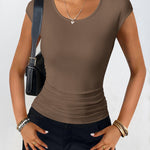 Nadorine Tank Tops Sleeveless Tops Ribbed Knit Cap Sleeve Blouse