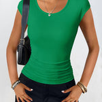 Nadorine Tank Tops Sleeveless Tops Ribbed Knit Cap Sleeve Blouse