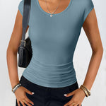 Nadorine Tank Tops Sleeveless Tops Ribbed Knit Cap Sleeve Blouse