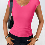 Nadorine Tank Tops Sleeveless Tops Ribbed Knit Cap Sleeve Blouse
