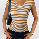 Nadorine Tank Tops Sleeveless Tops Ribbed Knit Cap Sleeve Blouse