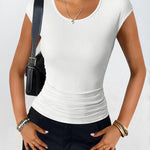 Nadorine Tank Tops Sleeveless Tops Ribbed Knit Cap Sleeve Blouse