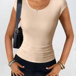 Nadorine Tank Tops Sleeveless Tops Ribbed Knit Cap Sleeve Blouse