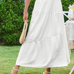 Nadorine Maxi Skirts Boho Pleated A-Line Flowy Swing Skirt