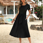 Zeagoo Womens Midi Dress Short Sleeve Dress with Pockets