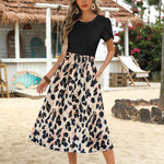 Zeagoo Womens Midi Dress Short Sleeve Dress with Pockets