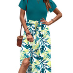 Zeagoo Womens Midi Dress Short Sleeve Dress with Pockets