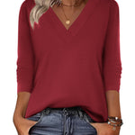 Nadorine Casual V-Neck long sleeve Basic Tee (US Only)