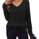 Nadorine Casual V-neck Lightweight Crochet Sweater (US Only)