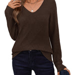 Nadorine Casual V-neck Lightweight Crochet Sweater (US Only)