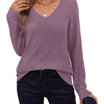 Nadorine Casual V-neck Lightweight Crochet Sweater (US Only)