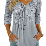Nadorine Dressy Casual Fashion V-neck Fall Blouses for Women Casual Work Office Loose Fit 2026 | Under $40