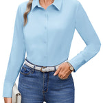 Wrinkle Free Long Sleeve Collared Dress Blouses (US Only)