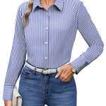 Wrinkle Free Long Sleeve Collared Dress Blouses (US Only)