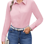 Wrinkle Free Long Sleeve Collared Dress Blouses (US Only)