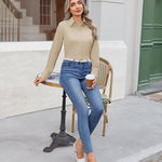 Wrinkle Free Long Sleeve Collared Dress Blouses (US Only)