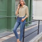 Wrinkle Free Long Sleeve Collared Dress Blouses (US Only)