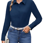 Wrinkle Free Long Sleeve Collared Dress Blouses (US Only)