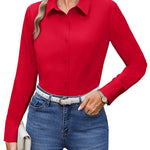 Wrinkle Free Long Sleeve Collared Dress Blouses (US Only)