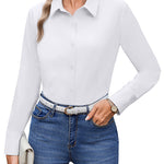 Wrinkle Free Long Sleeve Collared Dress Blouses (US Only)