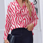 Nadorine Casual Bow Tie Neck Chiffon Long Sleeve Blouse for Women Casual Work Office Loose Fit 2026 | Under $40