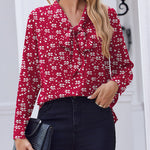 Nadorine Casual Bow Tie Neck Chiffon Long Sleeve Blouse for Women Casual Work Office Loose Fit 2026 | Under $40