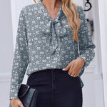 Nadorine Casual Bow Tie Neck Chiffon Long Sleeve Blouse for Women Casual Work Office Loose Fit 2026 | Under $40