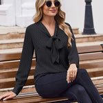 Nadorine Casual Bow Tie Neck Chiffon Long Sleeve Blouse for Women Casual Work Office Loose Fit 2026 | Under $40