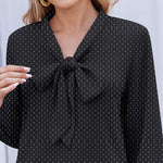 Nadorine Casual Bow Tie Neck Chiffon Long Sleeve Blouse for Women Casual Work Office Loose Fit 2026 | Under $40