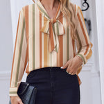 Nadorine Casual Bow Tie Neck Chiffon Long Sleeve Blouse for Women Casual Work Office Loose Fit 2026 | Under $40