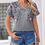 Nadorine Summer Rolled Short Sleeve V Neck T-Shirt for Women Casual Business Work Office 2026 | Under $40