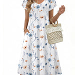 Summer Casual Pleated Midi Sundress With Pockets (US Only)