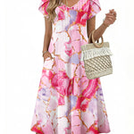 Summer Casual Pleated Midi Sundress With Pockets (US Only)