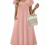 Summer Casual Pleated Midi Sundress With Pockets (US Only)