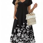 Summer Casual Pleated Midi Sundress With Pockets (US Only)
