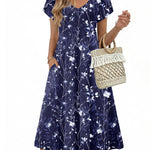 Summer Casual Pleated Midi Sundress With Pockets (US Only)