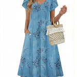 Summer Casual Pleated Midi Sundress With Pockets (US Only)