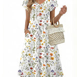 Summer Casual Pleated Midi Sundress With Pockets (US Only)