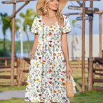 Summer Casual Pleated Midi Sundress With Pockets (US Only)